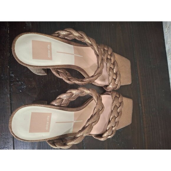 NWOB Dolce Vita Paily Bronze Braided Block Heeled Sandals/Sz. 7.5 - Picture 8 of 9